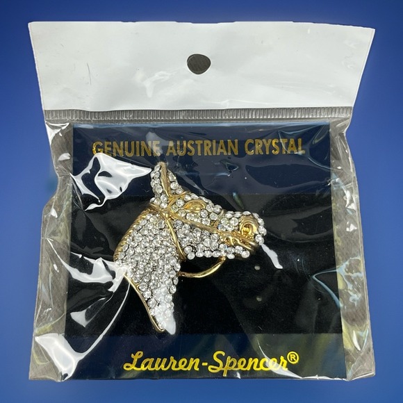 Lauren Spencer Jewelry - NEW Lauren Spencer Horse Head Equestrian Brooch Austrian Crystal Rhinestone Pin